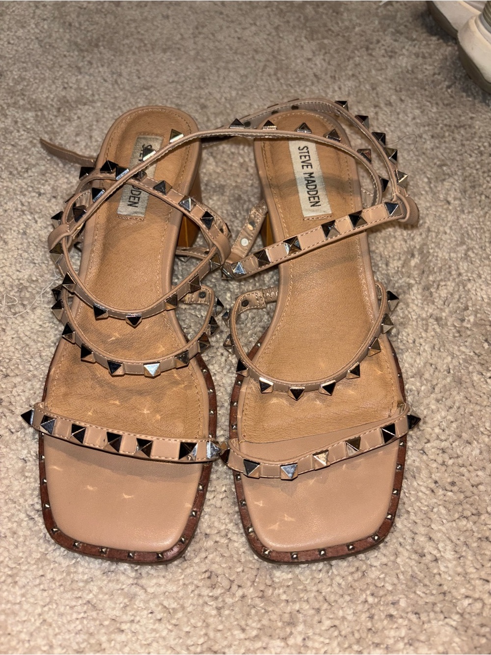 Steve Madden Beige Studded Strappy Sandals